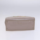 CHANEL Chain Tote Bag Patent leather Beige CC Auth EC956-9