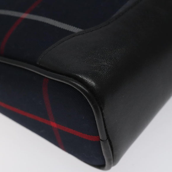 Burberrys Nova Check Clutch Bag Canvas Navy Auth EC973