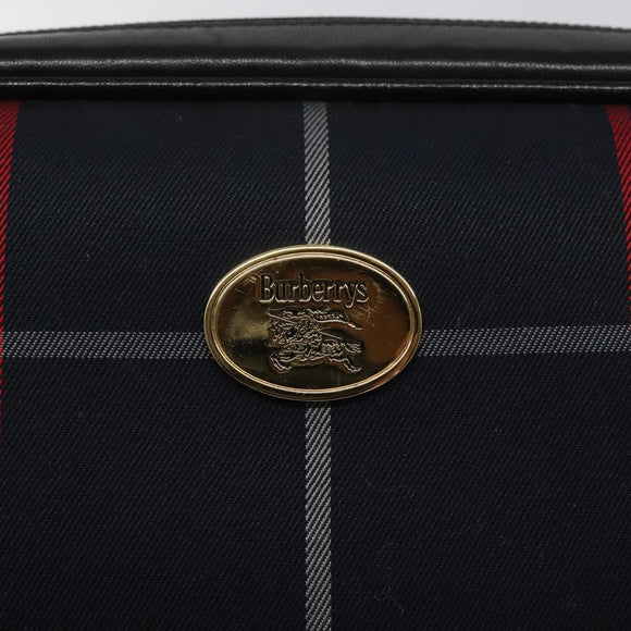 Burberrys Nova Check Clutch Bag Canvas Navy Auth EC973