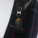 Burberrys Nova Check Clutch Bag Canvas Navy Auth EC973-9