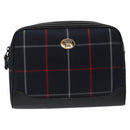 Burberrys Nova Check Clutch Bag Canvas Navy Auth EC973-13