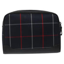 Burberrys Nova Check Clutch Bag Canvas Navy Auth EC973-2