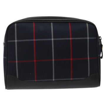 Burberrys Nova Check Clutch Bag Canvas Navy Auth EC973 - 0