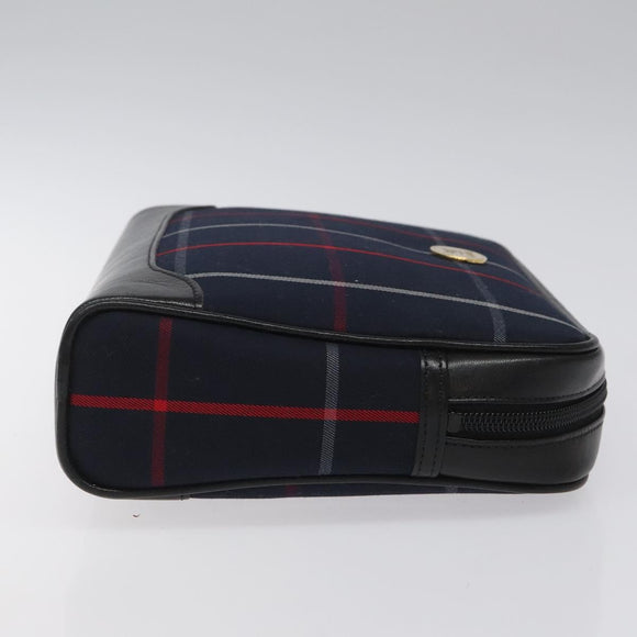 Burberrys Nova Check Clutch Bag Canvas Navy Auth EC973