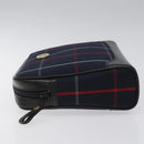 Burberrys Nova Check Clutch Bag Canvas Navy Auth EC973-4