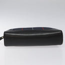 Burberrys Nova Check Clutch Bag Canvas Navy Auth EC973-6