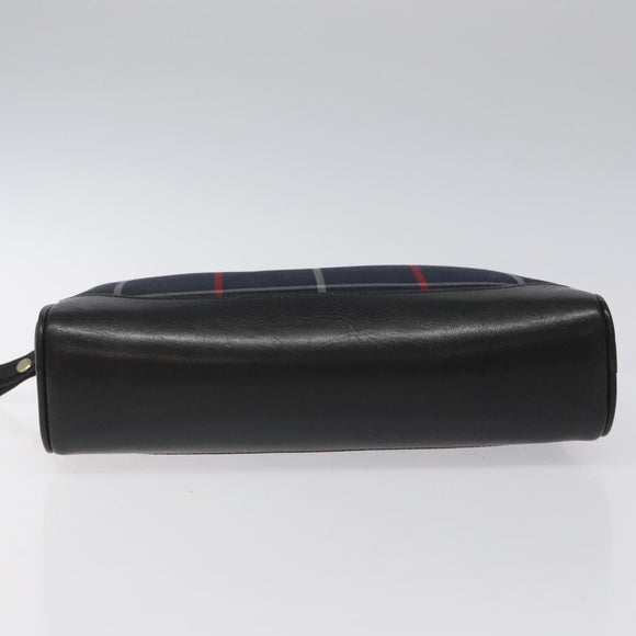 Burberrys Nova Check Clutch Bag Canvas Navy Auth EC973