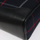 Burberrys Nova Check Clutch Bag Canvas Navy Auth EC973-7