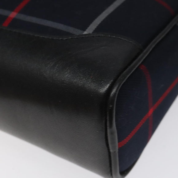 Burberrys Nova Check Clutch Bag Canvas Navy Auth EC973