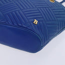 BALLY Shoulder Bag Leather Blue Gold Auth EC978-8