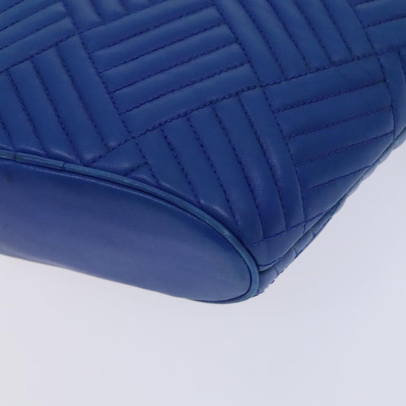 BALLY Shoulder Bag Leather Blue Gold Auth EC978