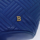 BALLY Shoulder Bag Leather Blue Gold Auth EC978-18