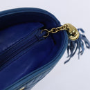 BALLY Shoulder Bag Leather Blue Gold Auth EC978-10