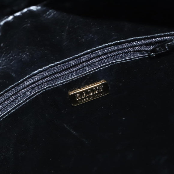 BALLY Shoulder Bag Leather Blue Gold Auth EC978