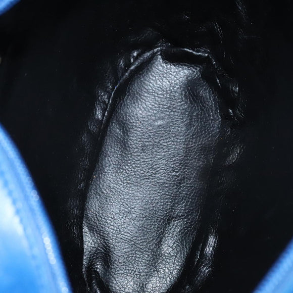 BALLY Shoulder Bag Leather Blue Gold Auth EC978