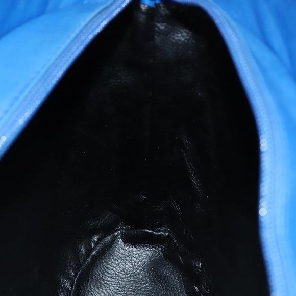 BALLY Shoulder Bag Leather Blue Gold Auth EC978