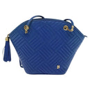 BALLY Shoulder Bag Leather Blue Gold Auth EC978-13
