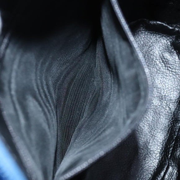 BALLY Shoulder Bag Leather Blue Gold Auth EC978