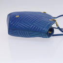 BALLY Shoulder Bag Leather Blue Gold Auth EC978-3