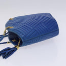 BALLY Shoulder Bag Leather Blue Gold Auth EC978-4