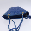 BALLY Shoulder Bag Leather Blue Gold Auth EC978-6