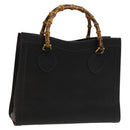 GUCCI Bamboo Hand Bag Leather Black Gold 002 1095 0260 Auth ep10000-1