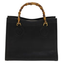 GUCCI Bamboo Hand Bag Leather Black Gold 002 1095 0260 Auth ep10000-2