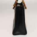 GUCCI Bamboo Hand Bag Leather Black Gold 002 1095 0260 Auth ep10000-4