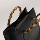 GUCCI Bamboo Hand Bag Leather Black Gold 002 1095 0260 Auth ep10000-6