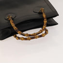 GUCCI Bamboo Hand Bag Leather Black Gold 002 1095 0260 Auth ep10000-7