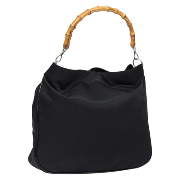 GUCCI Bamboo Handtasche Nylon Schwarz Silber 001 3754 1577 Auth ep10001