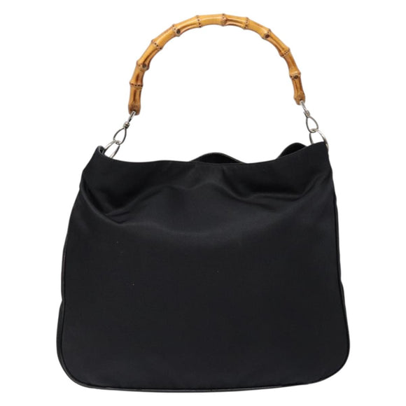 GUCCI Bamboo Handtasche Nylon Schwarz Silber 001 3754 1577 Auth ep10001