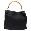 GUCCI Bamboo Handtasche Nylon Schwarz Silber 001 3754 1577 Auth ep10001-2