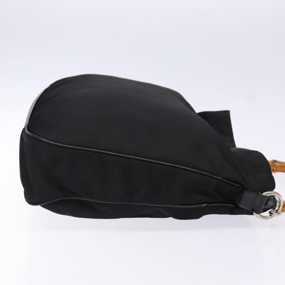 GUCCI Bamboo Handtasche Nylon Schwarz Silber 001 3754 1577 Auth ep10001