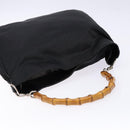 GUCCI Bamboo Handtasche Nylon Schwarz Silber 001 3754 1577 Auth ep10001-6