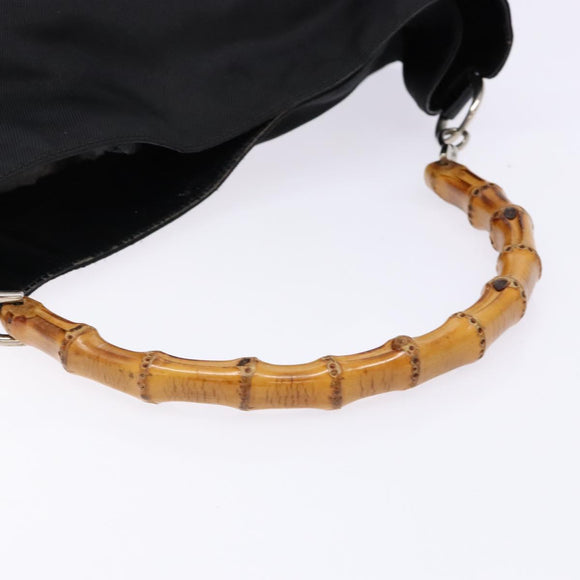 GUCCI Bamboo Hand Bag Nylon Black Silver 001 3754 1577 Auth ep10001