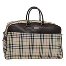 BURBERRY Nova Check Boston Bag Canvas Beige Silver Auth ep10002-1