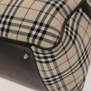 BURBERRY Nova Check Boston Bag Canvas Beige Silver Auth ep10002-9