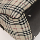 BURBERRY Nova Check Boston Bag Canvas Beige Silver Auth ep10002-14