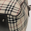 BURBERRY Nova Check Boston Bag Canvas Beige Silver Auth ep10002-15