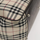 BURBERRY Nova Check Boston Bag Canvas Beige Silver Auth ep10002-16