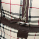 BURBERRY Nova Check Boston Bag Canvas Beige Silver Auth ep10002-10