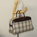 BURBERRY Nova Check Boston Bag Canvas Beige Silver Auth ep10002-20