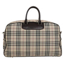 BURBERRY Nova Check Boston Bag Canvas Beige Silver Auth ep10002-2
