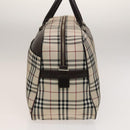 BURBERRY Nova Check Boston Bag Canvas Beige Silver Auth ep10002-3
