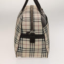 BURBERRY Nova Check Boston Bag Canvas Beige Silver Auth ep10002-4
