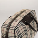 BURBERRY Nova Check Boston Bag Canvas Beige Silver Auth ep10002-6