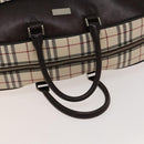 BURBERRY Nova Check Boston Bag Canvas Beige Silver Auth ep10002-7