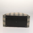 BURBERRY Nova Check Boston Bag Canvas Beige Silver Auth ep10002-5