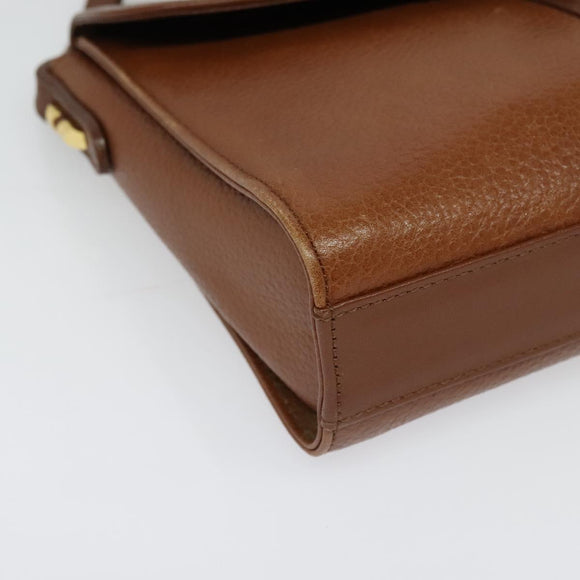 Burberrys Shoulder Bag Leather Brown Gold Auth ep10007